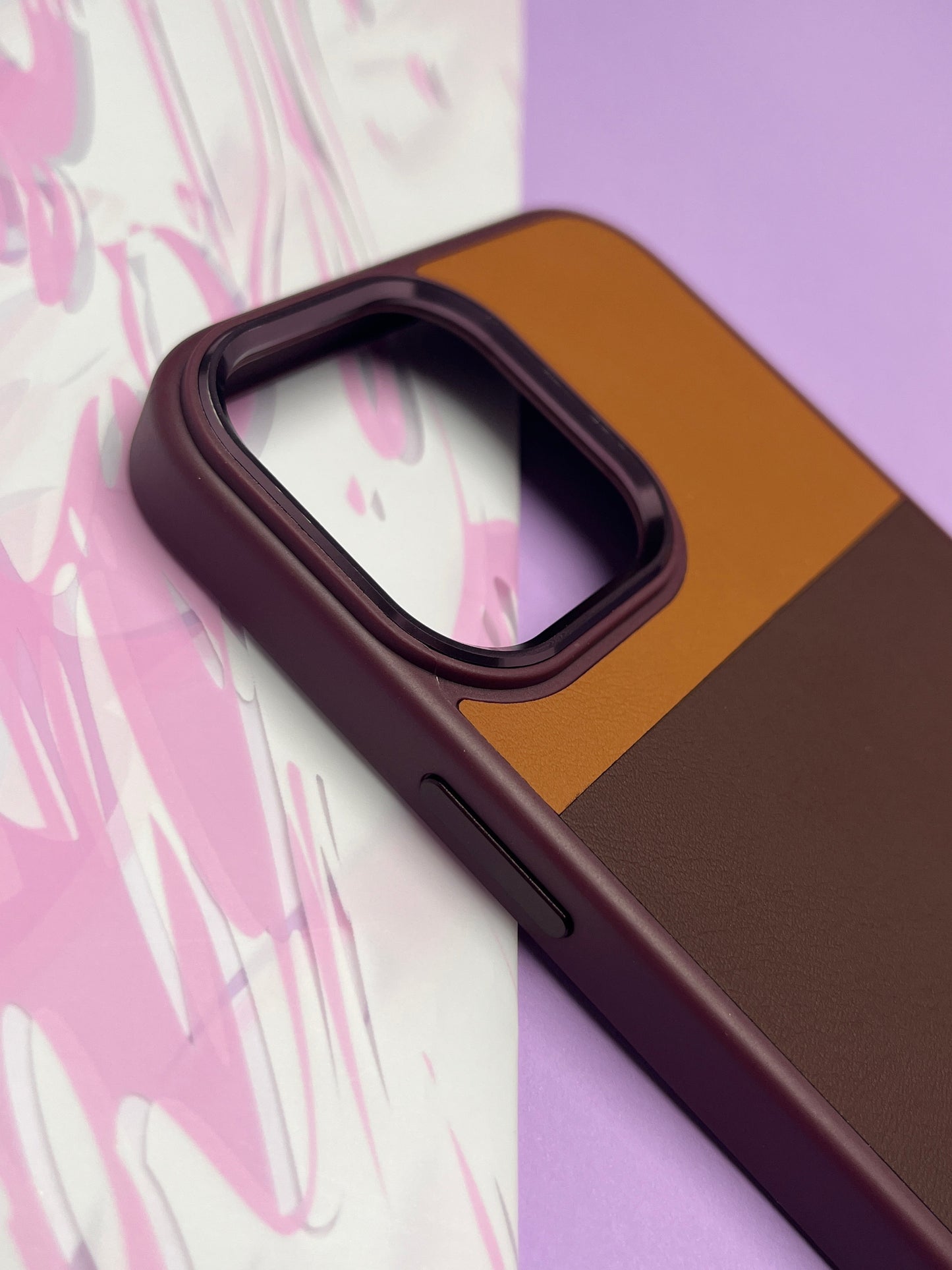 Fantastic Brown Tri Color Leather Case For iPhone
