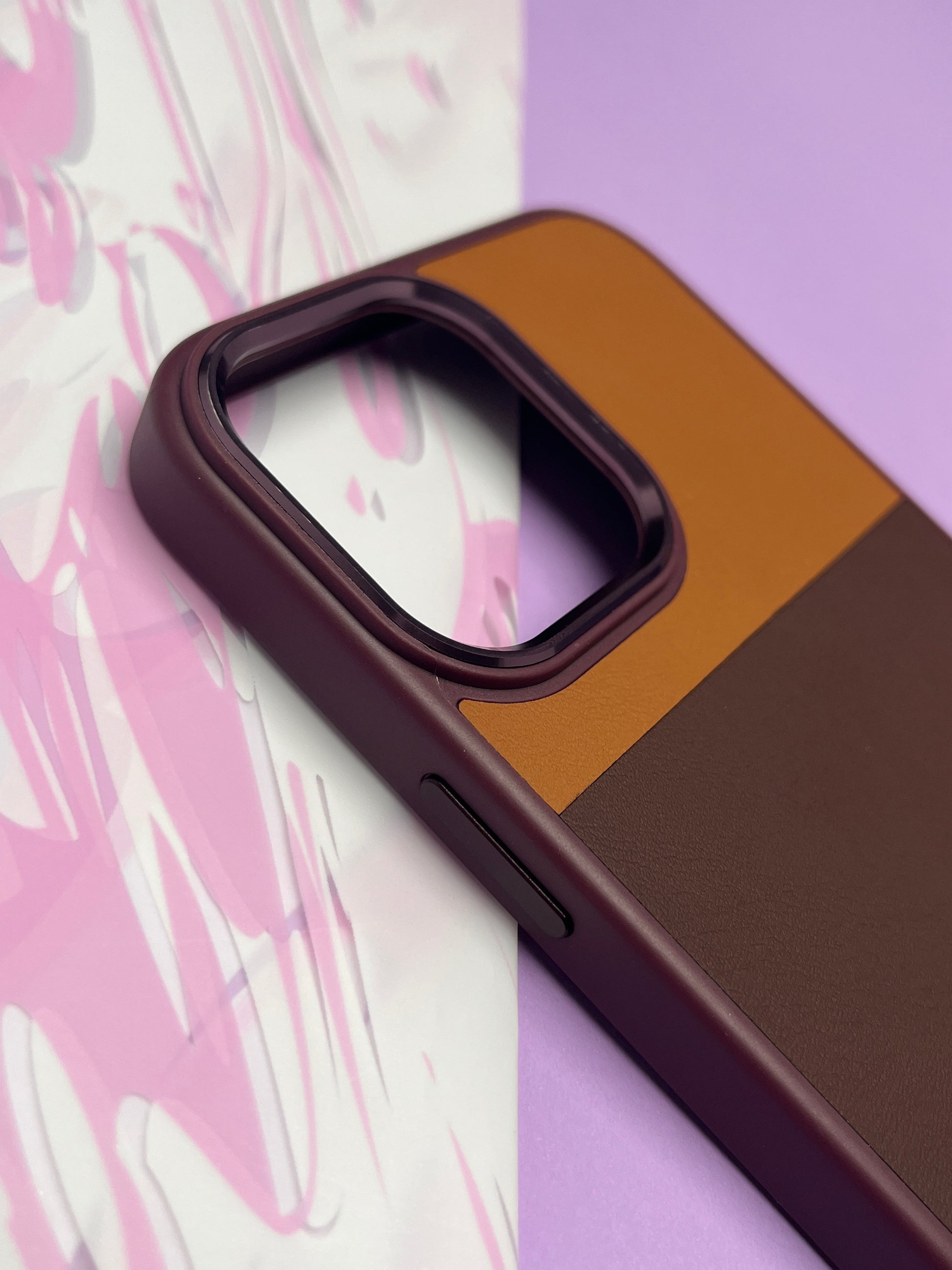 Fantastic Brown Tri Color Leather Case For iPhone