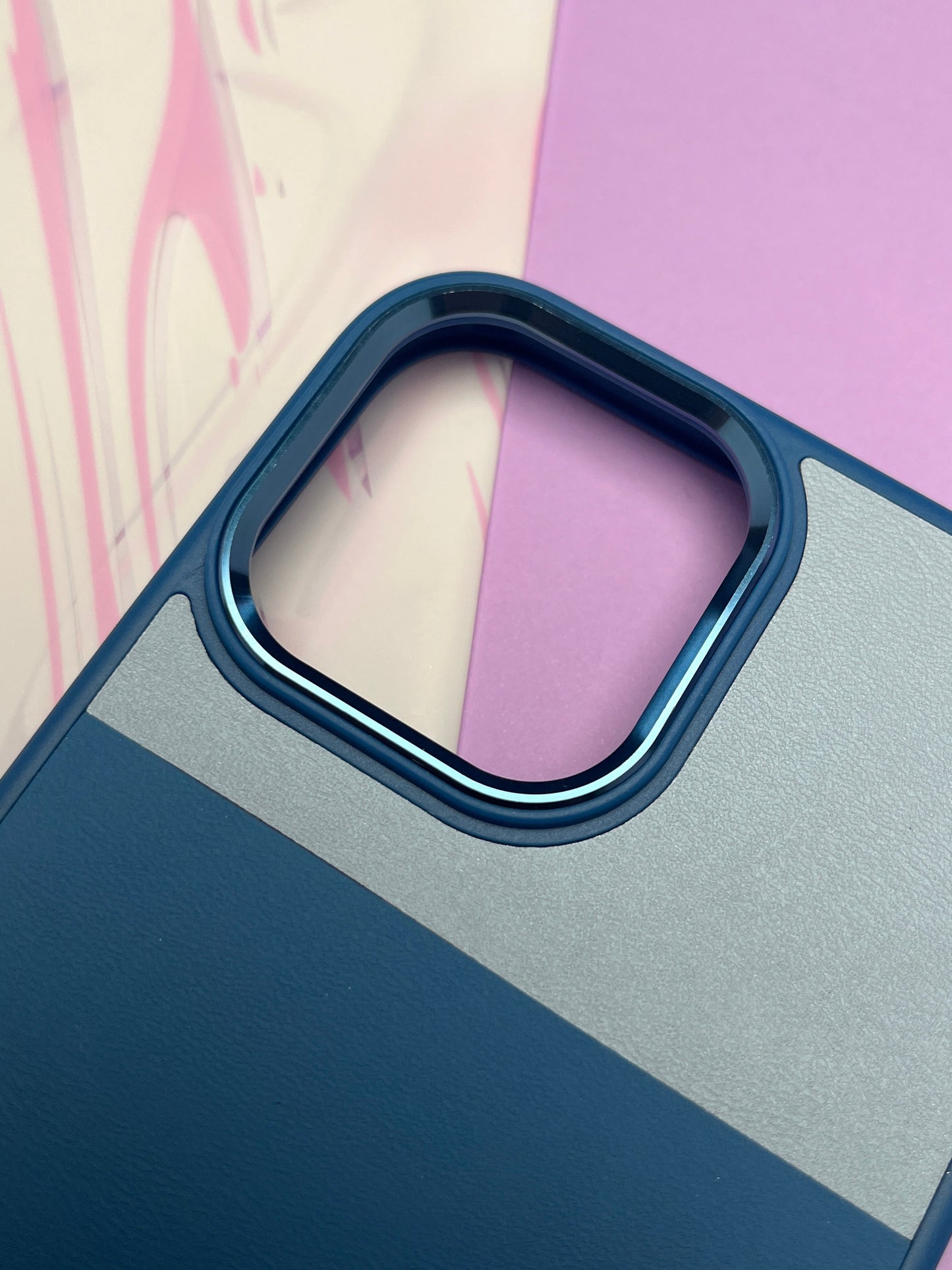 Fantastic Sky Blue Tri Color Leather Case For iPhone