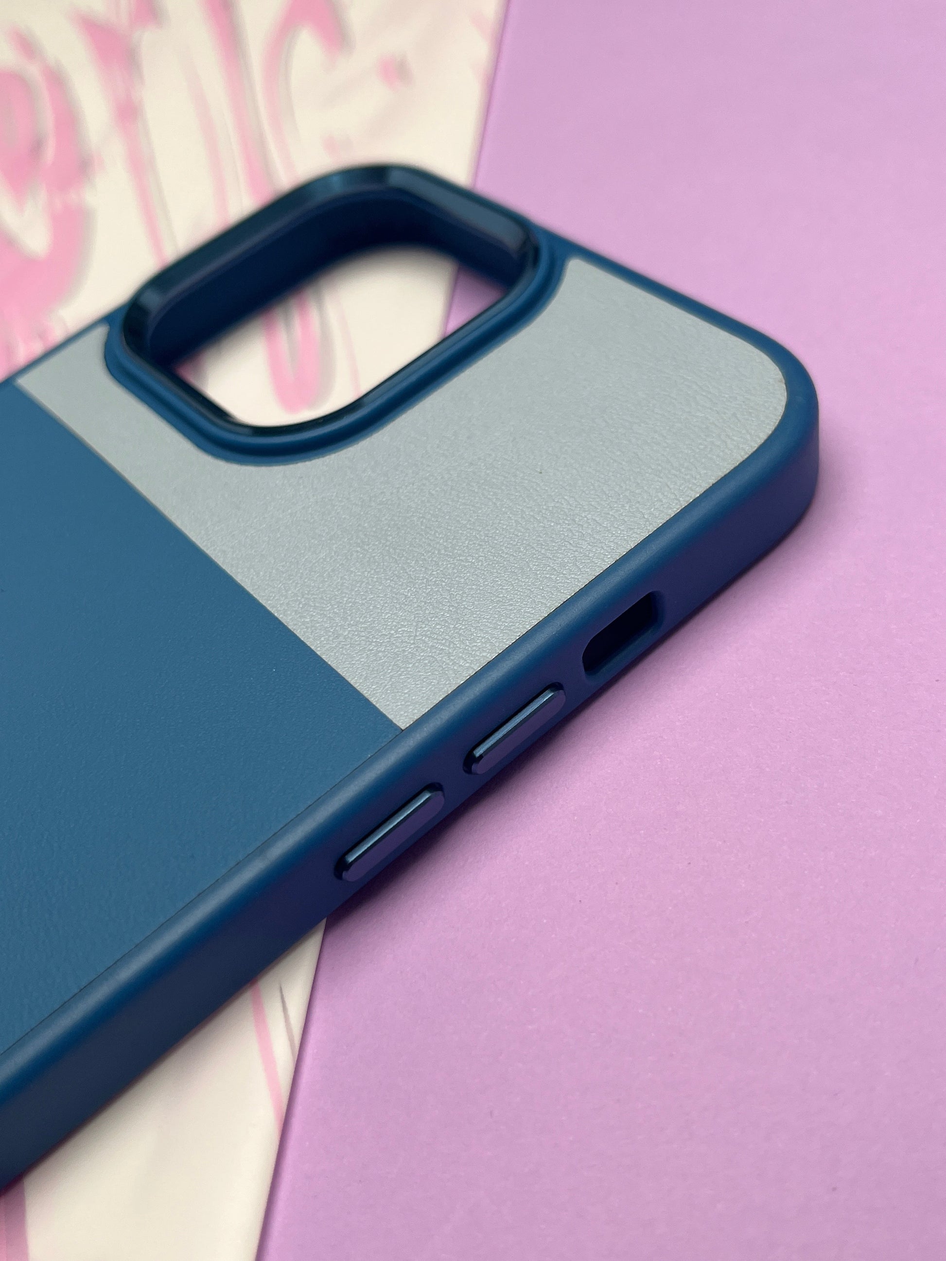 Fantastic Sky Blue Tri Color Leather Case For iPhone