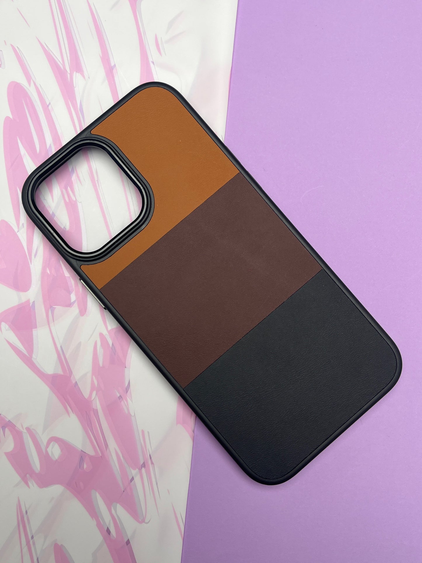 Fantastic Brown Black Ring Tri Color Leather Case For iPhone