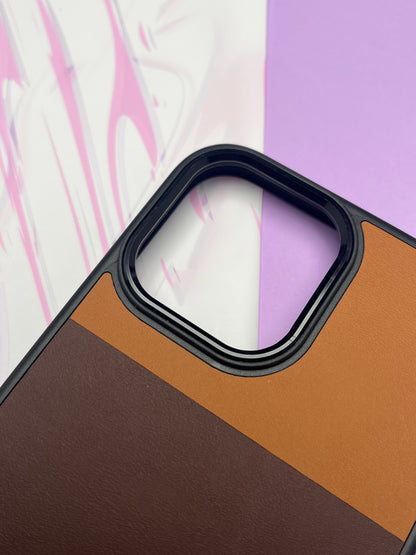 Fantastic Brown Black Ring Tri Color Leather Case For iPhone