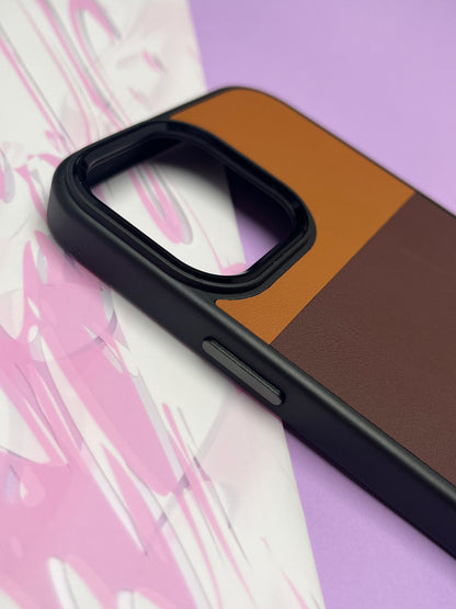 Fantastic Brown Black Ring Tri Color Leather Case For iPhone