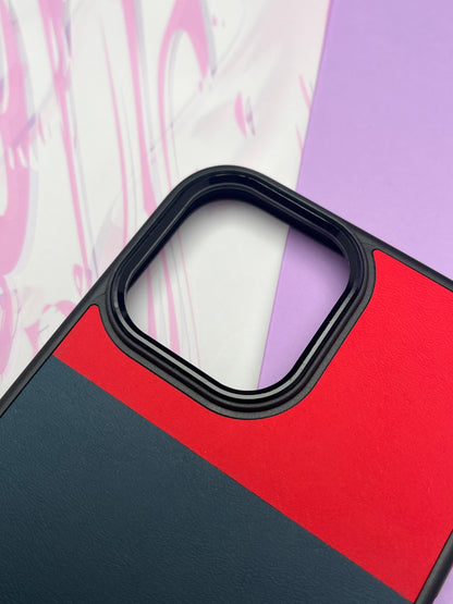 Fantastic Red Tri Color Leather Case For iPhone