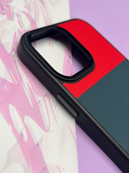 Fantastic Red Tri Color Leather Case For iPhone