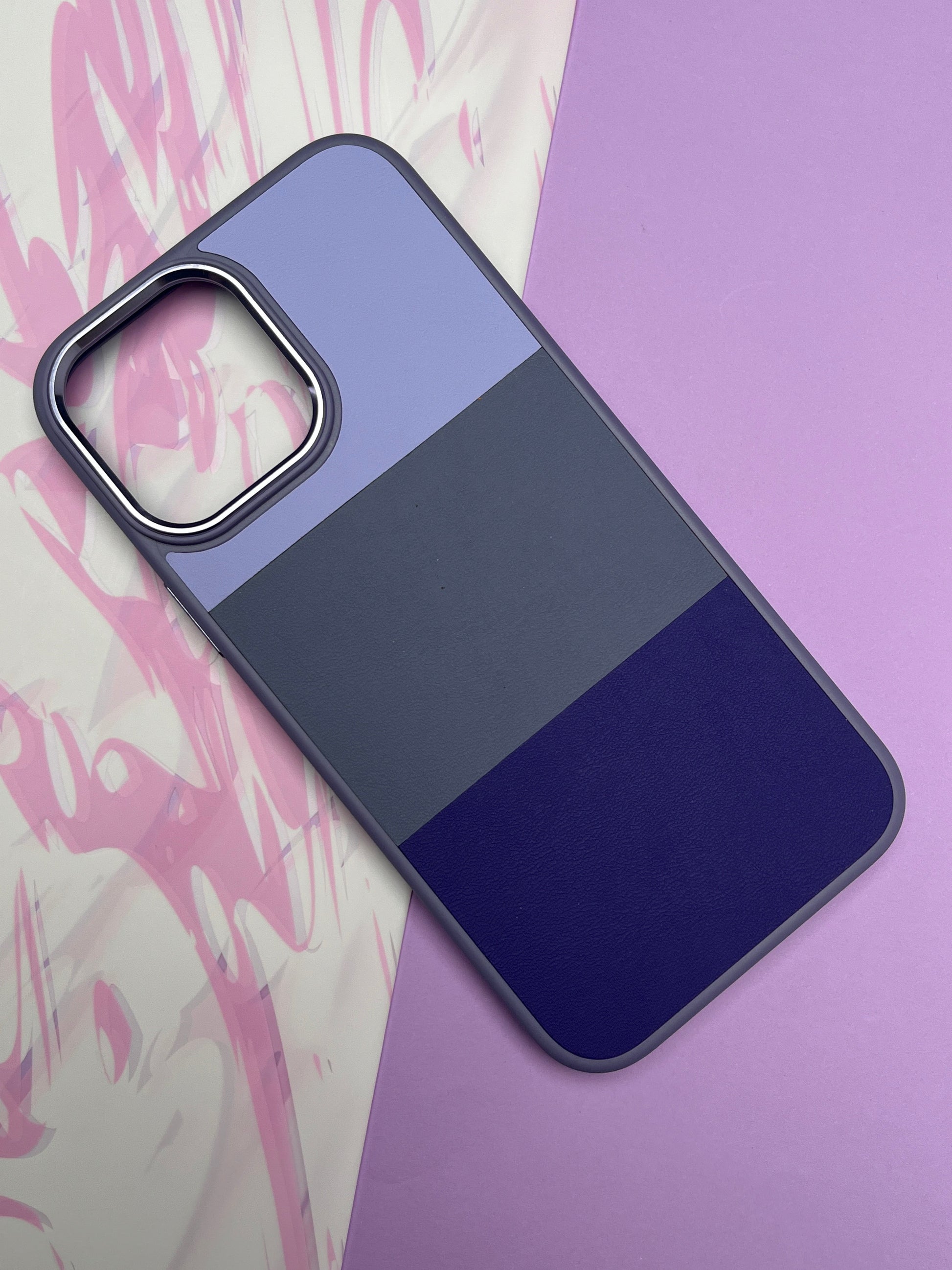 Fantastic Purple Tri Color Leather Case For iPhone
