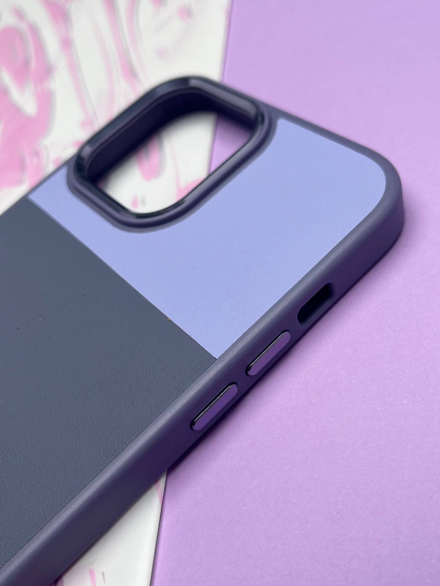 Fantastic Purple Tri Color Leather Case For iPhone