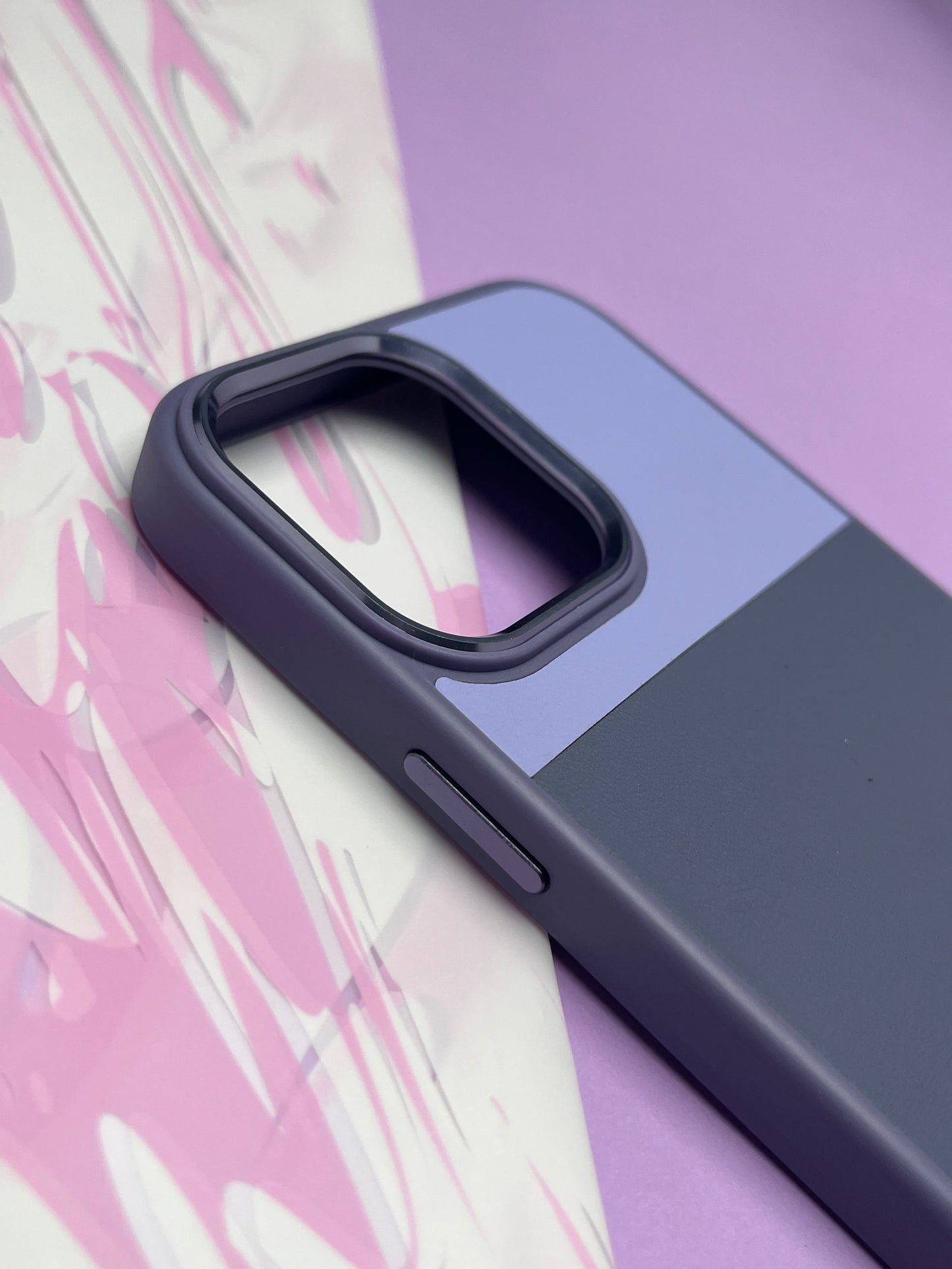 Fantastic Purple Tri Color Leather Case For iPhone