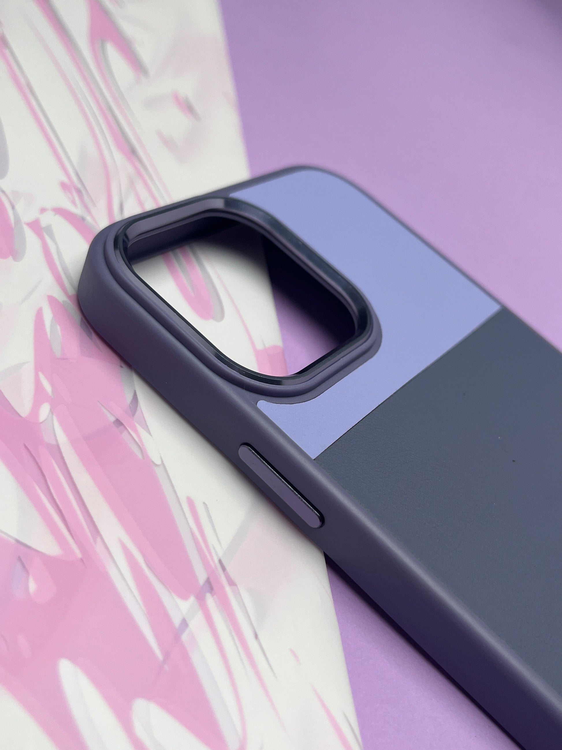 Fantastic Purple Tri Color Leather Case For iPhone