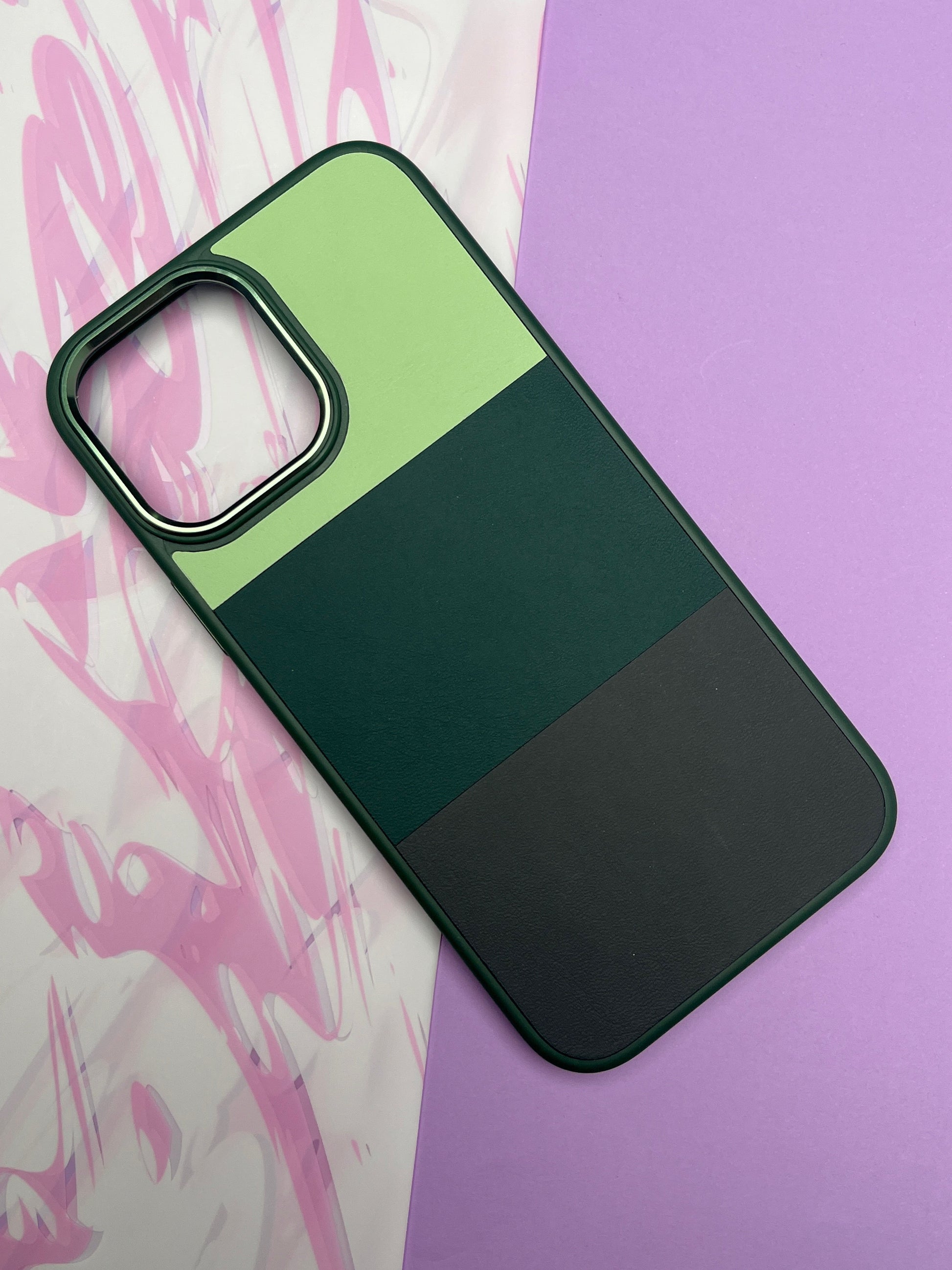 Fantastic Green Tri Color Leather Case For iPhone