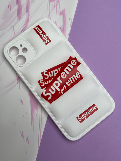 White Supreme Classy Puff Printed Case For iPhone