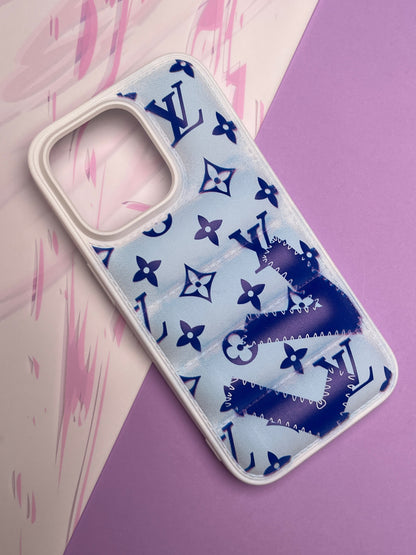 LV Blue Classy Puff Printed Case For iPhone