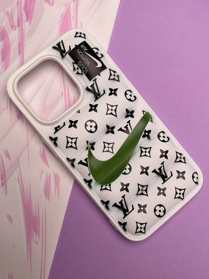 LV White Classy Puff Printed Case For iPhone