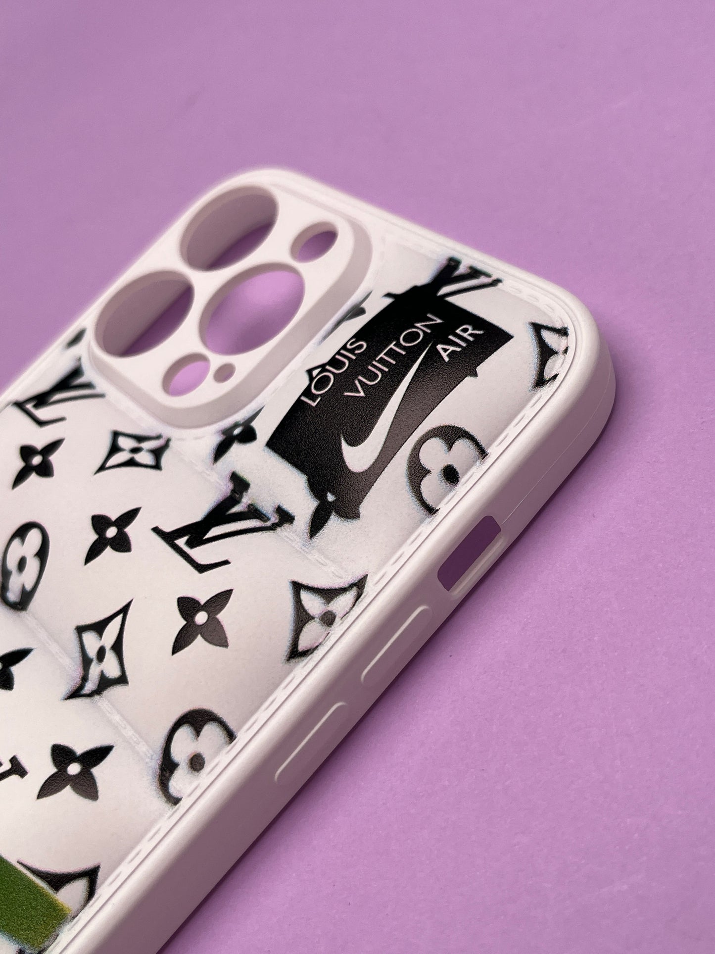 LV White Classy Puff Printed Case For iPhone