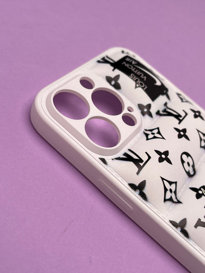 LV White Classy Puff Printed Case For iPhone
