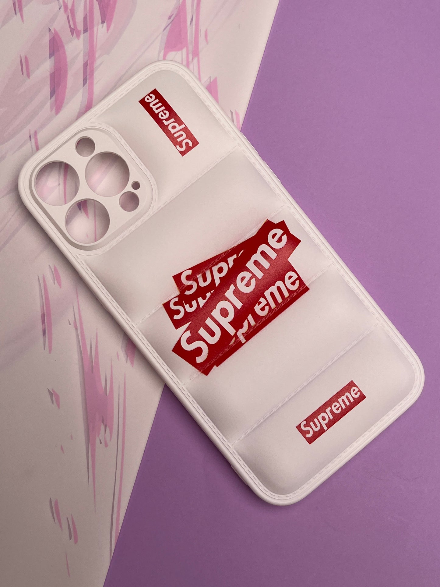 White Supreme Classy Puff Printed Case For iPhone