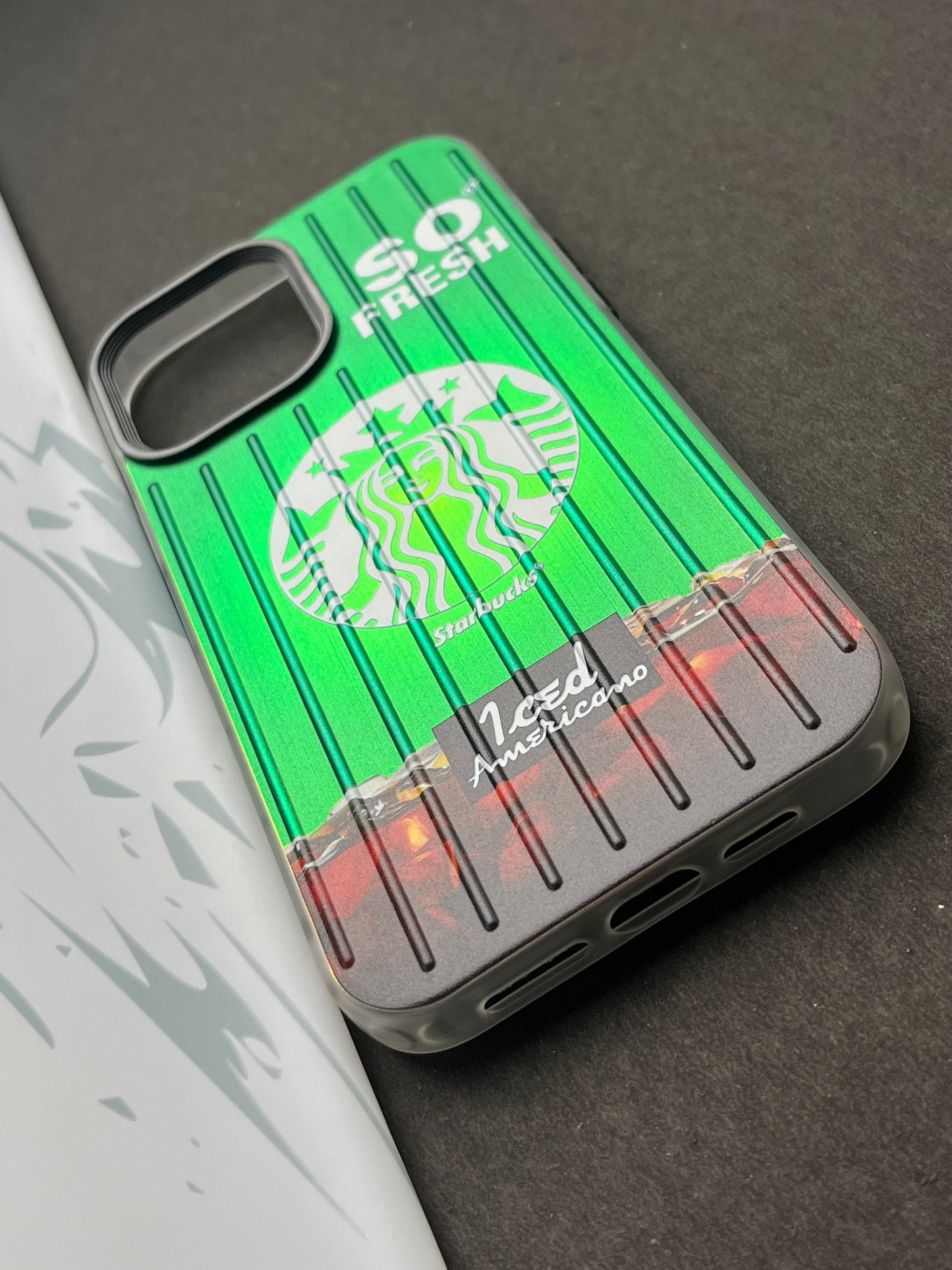 Gradient Starbucks ICED AMERICANO Slim Bumper Case For iPhone