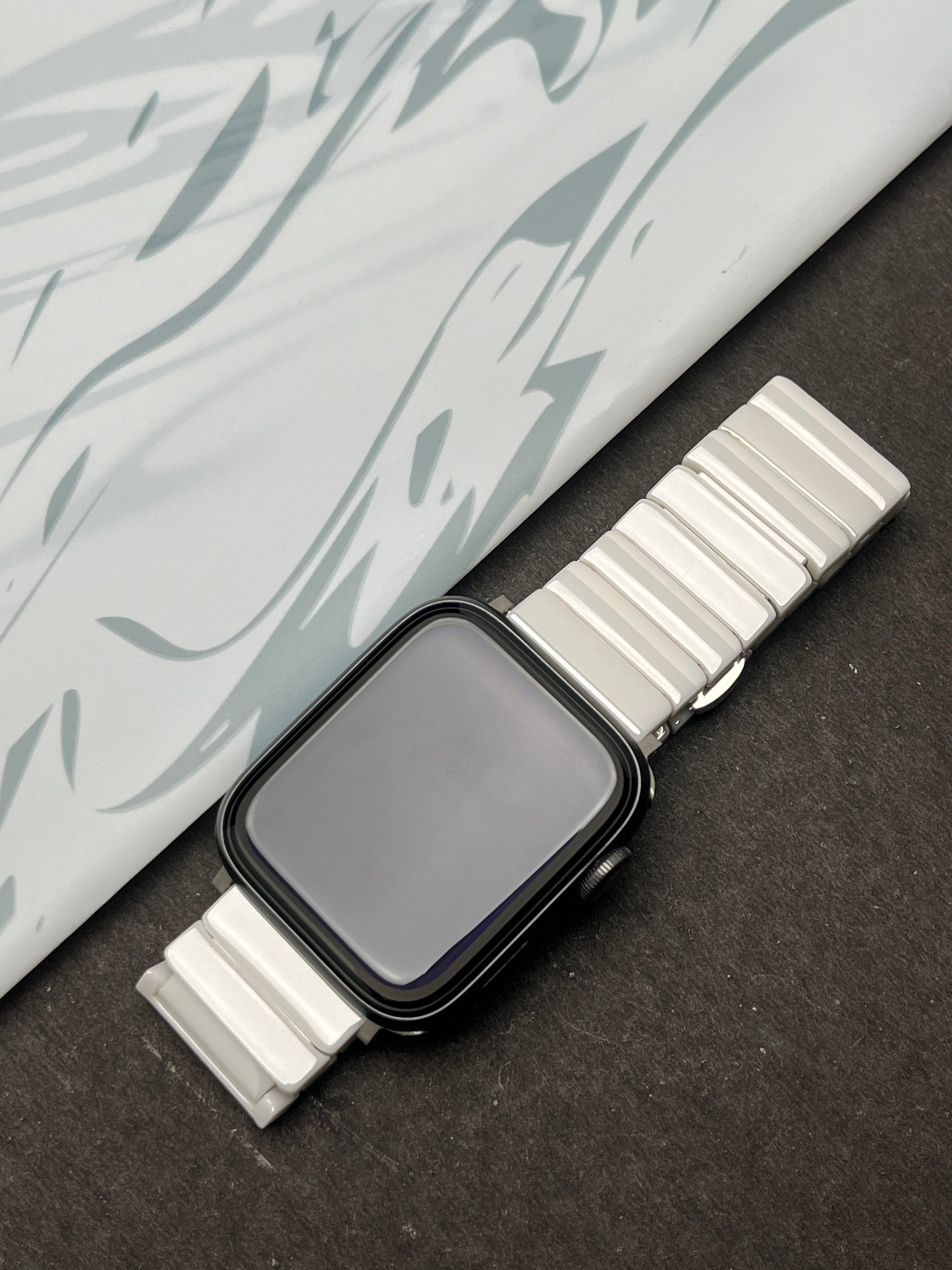 Premium White Ceramic Strap with Stainless Steel Butterfly Buckle for Apple Watch