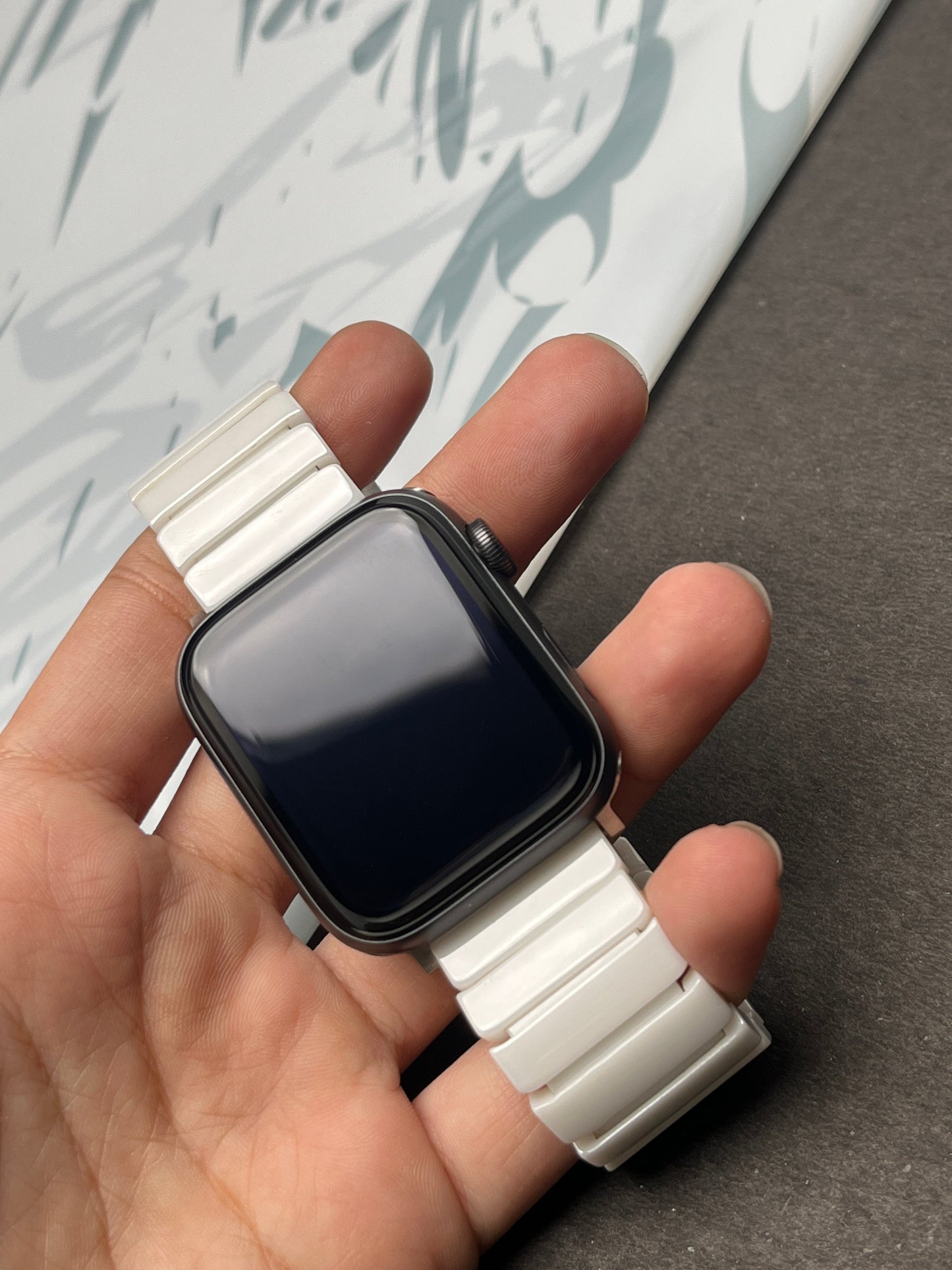 Premium White Ceramic Strap with Stainless Steel Butterfly Buckle for Apple Watch