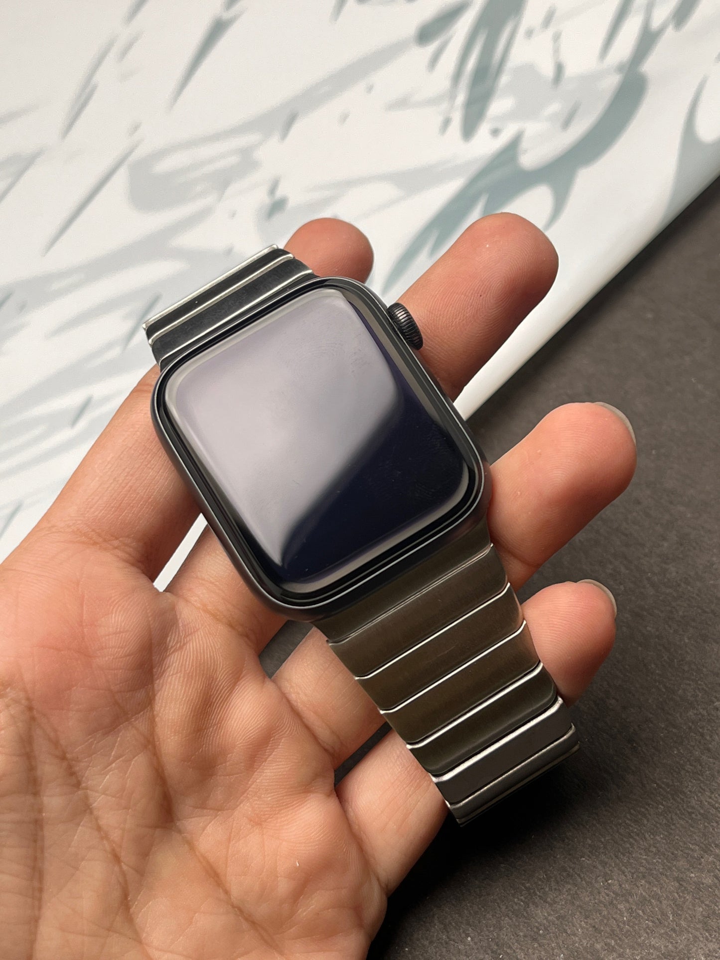 Link Strap Silver Metal Bracelet with Detachable link for Apple Watch