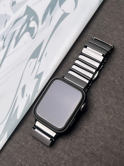 Premium Black Ceramic Strap with Stainless Steel Butterfly Buckle for Apple Watch
