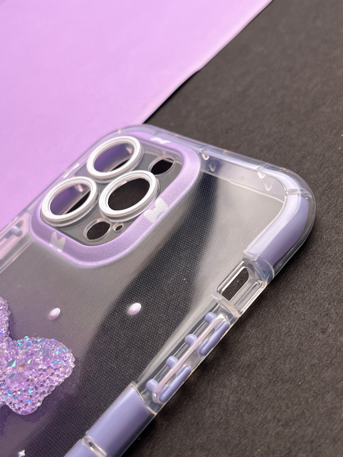 Girlish Purple Crystel Bow Bumper Case For iPhone