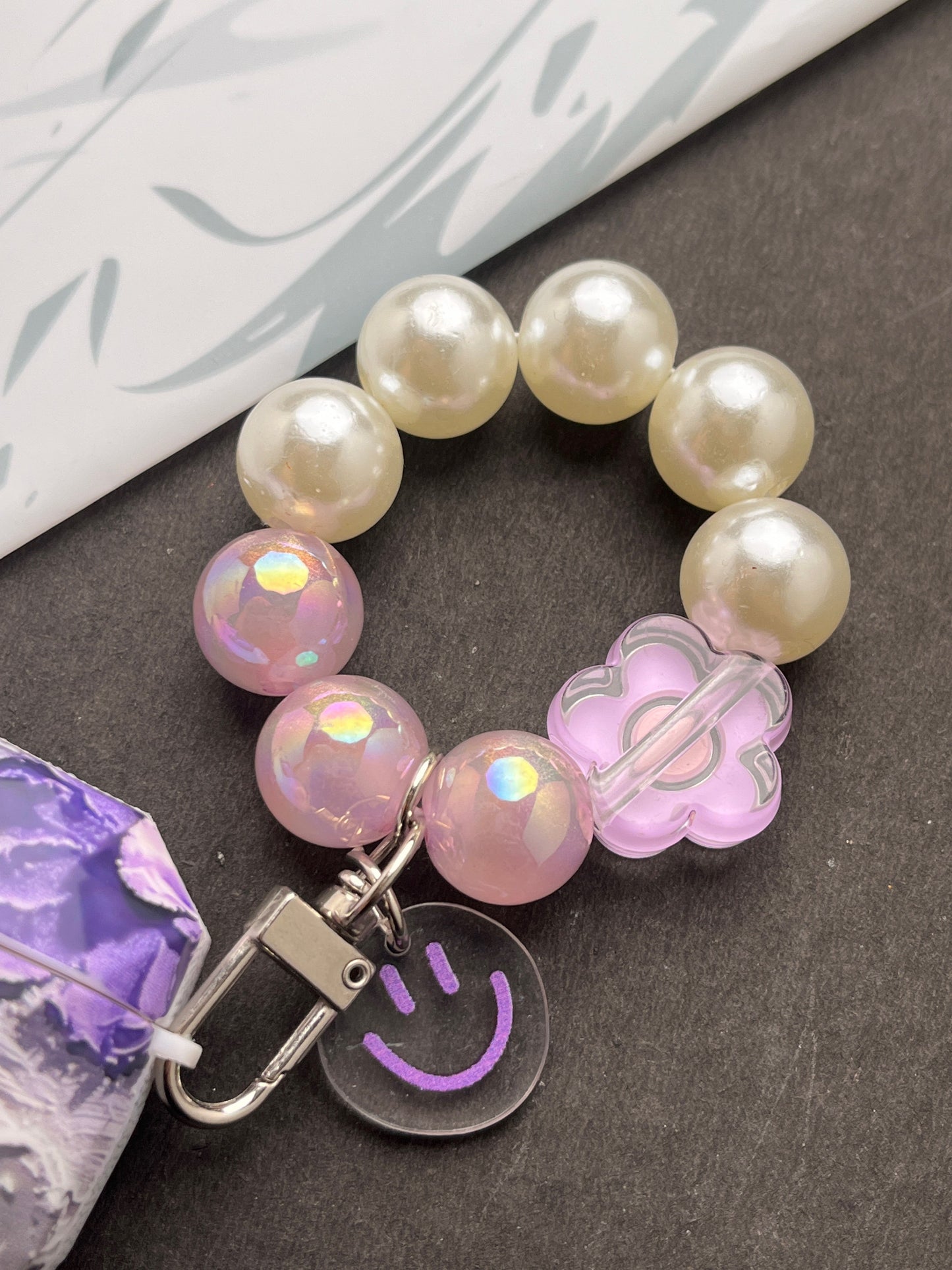 Matte Purple Flower With Pearl Charm Case For Apple AirPods