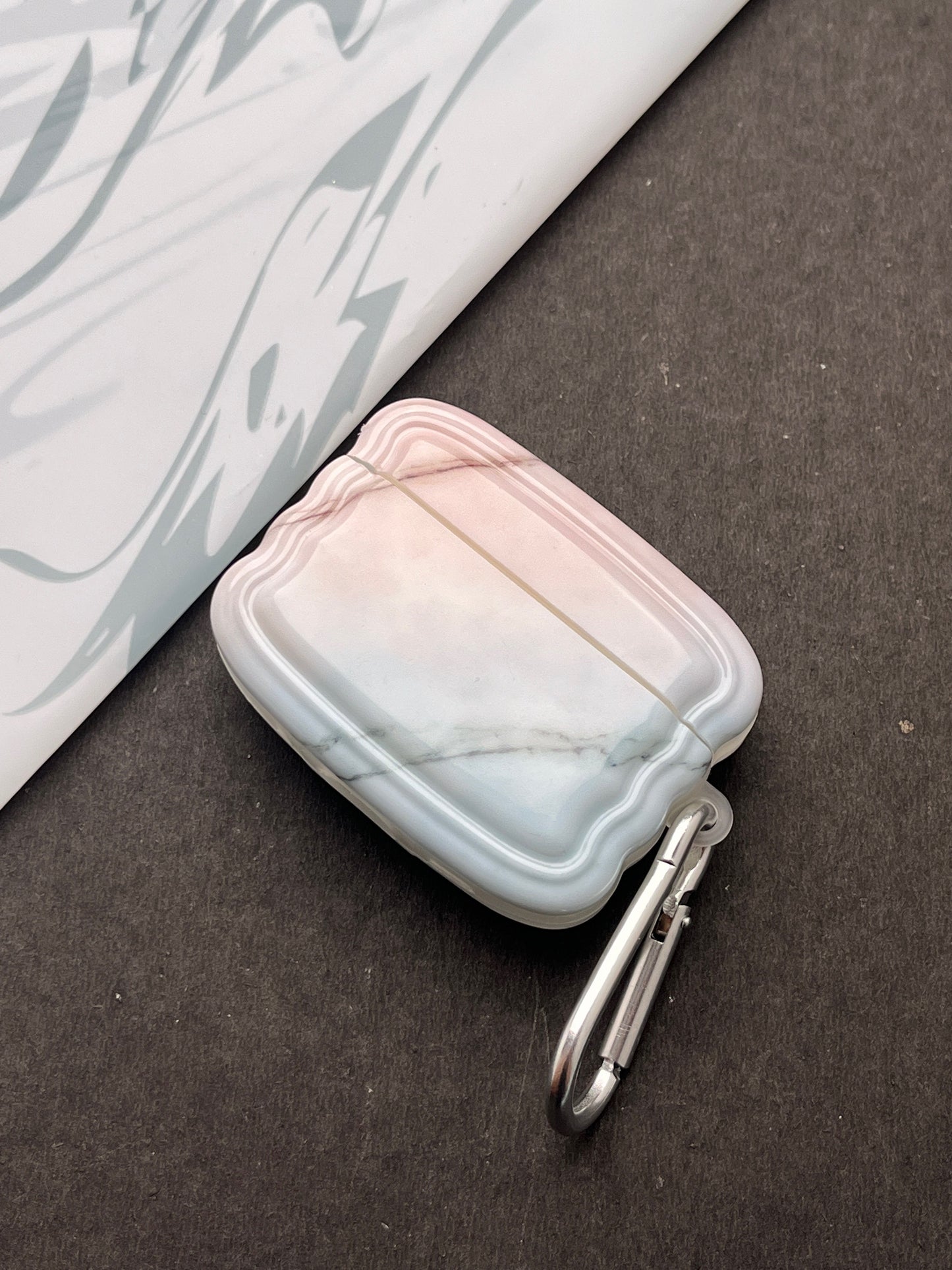 Dual Tone Glossy Marble Finish Case For Apple AirPods