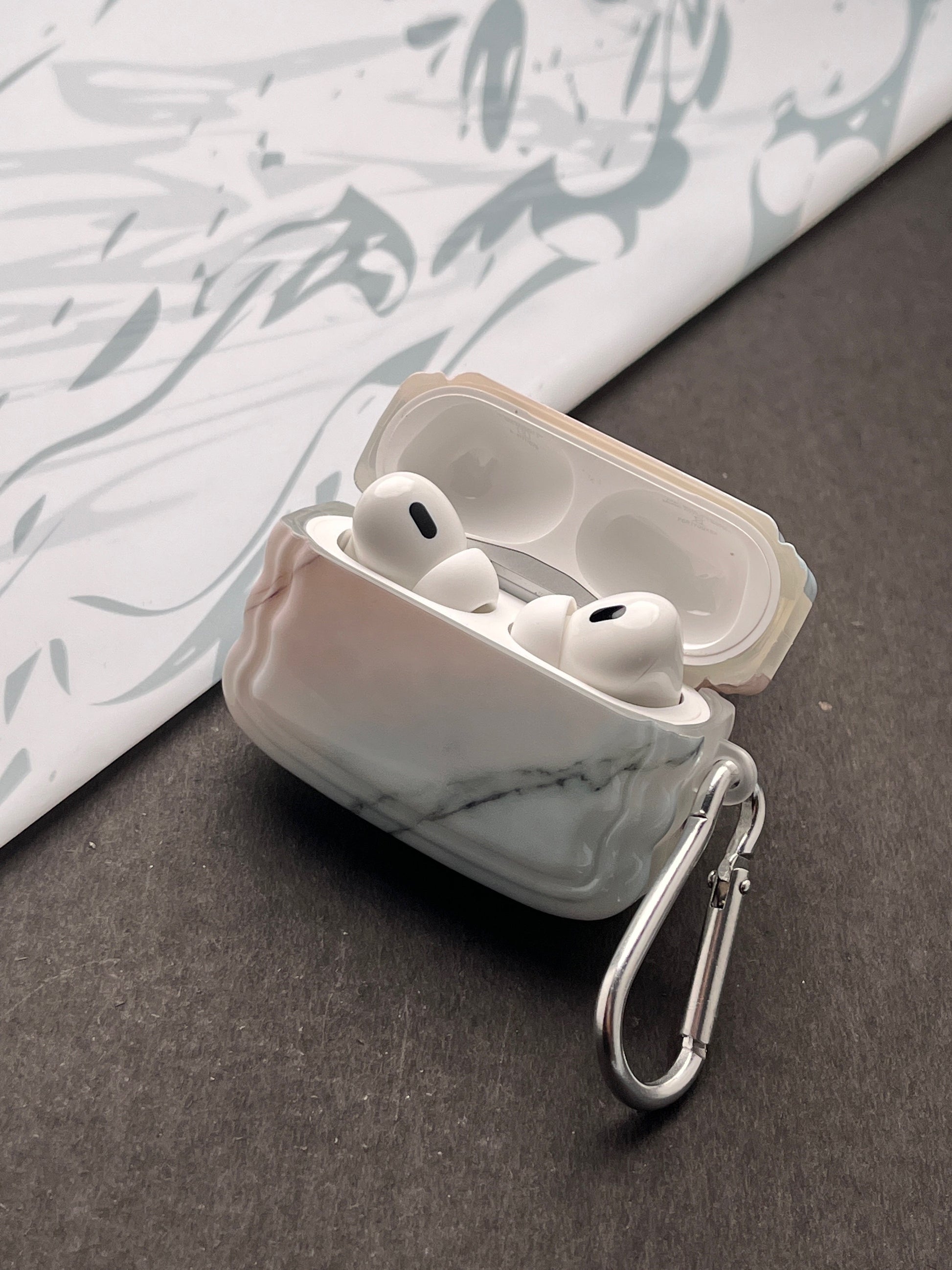 Dual Tone Glossy Marble Finish Case For Apple AirPods