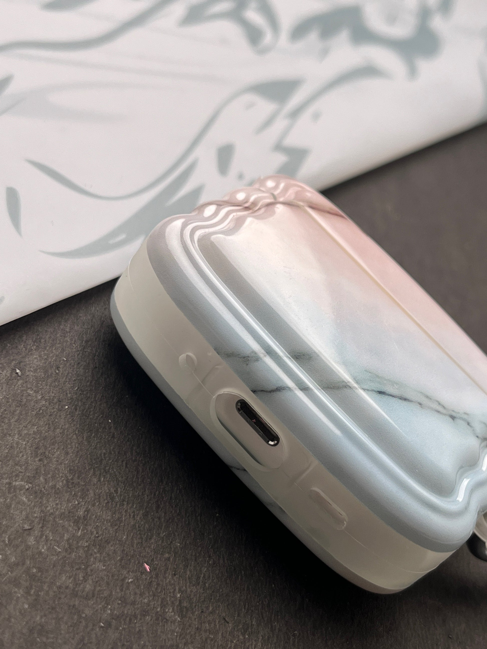 Dual Tone Glossy Marble Finish Case For Apple AirPods