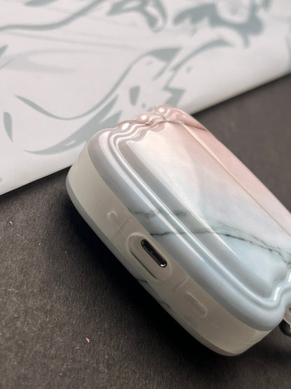 Dual Tone Glossy Marble Finish Case For Apple AirPods
