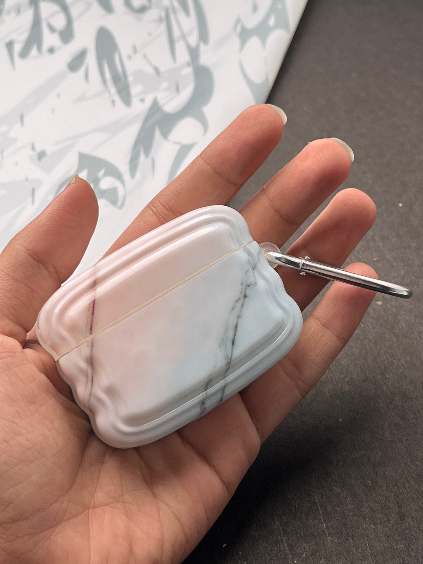 Dual Tone Glossy Marble Finish Case For Apple AirPods