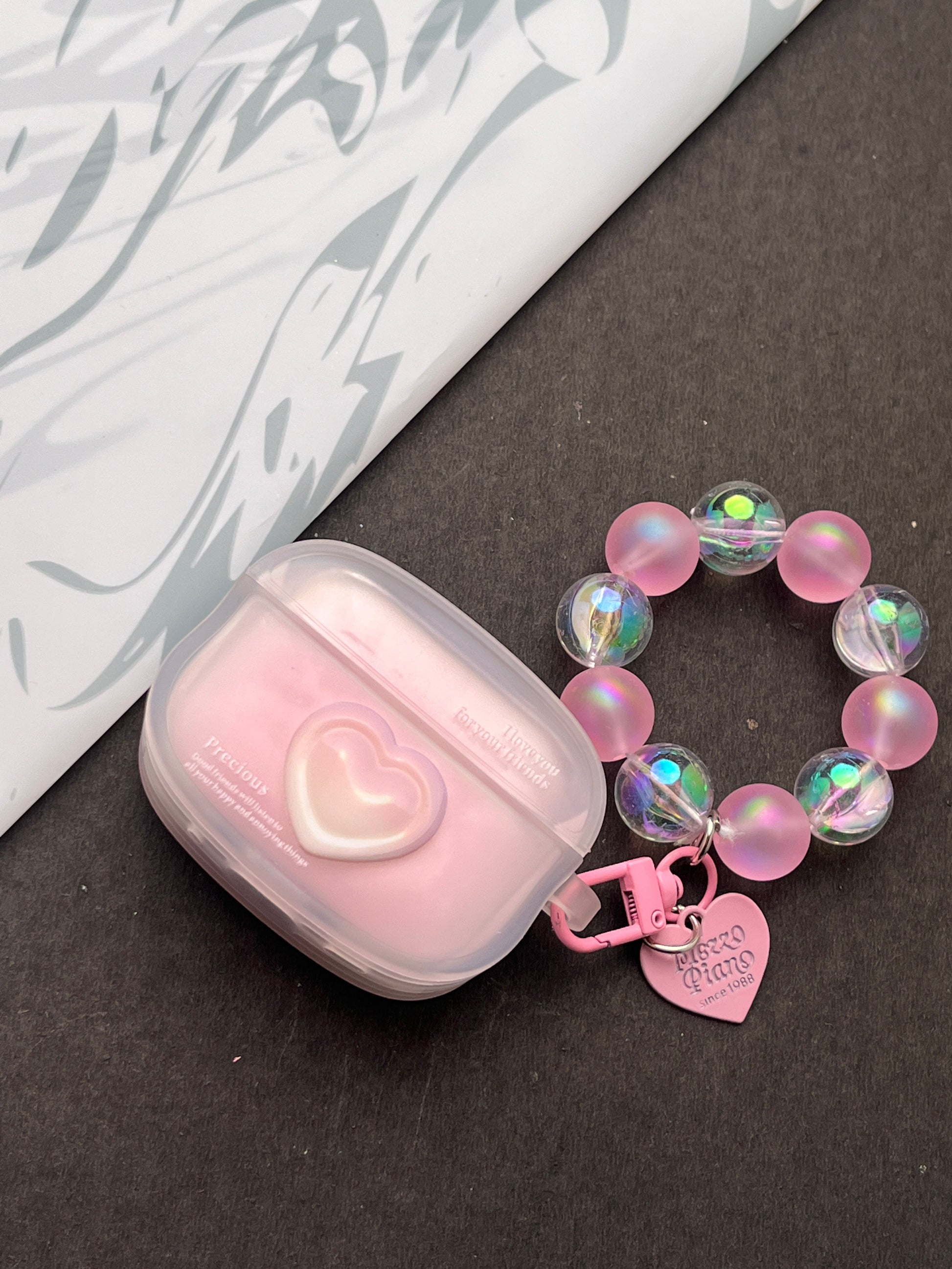 Heart Bumper With Pearl Charm Case For Apple AirPods