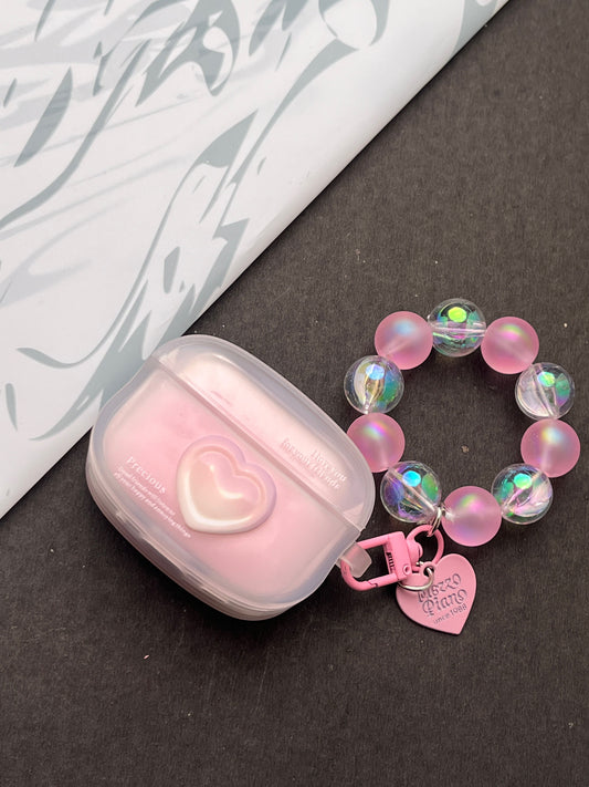 Heart Bumper With Pearl Charm Case For Apple AirPods