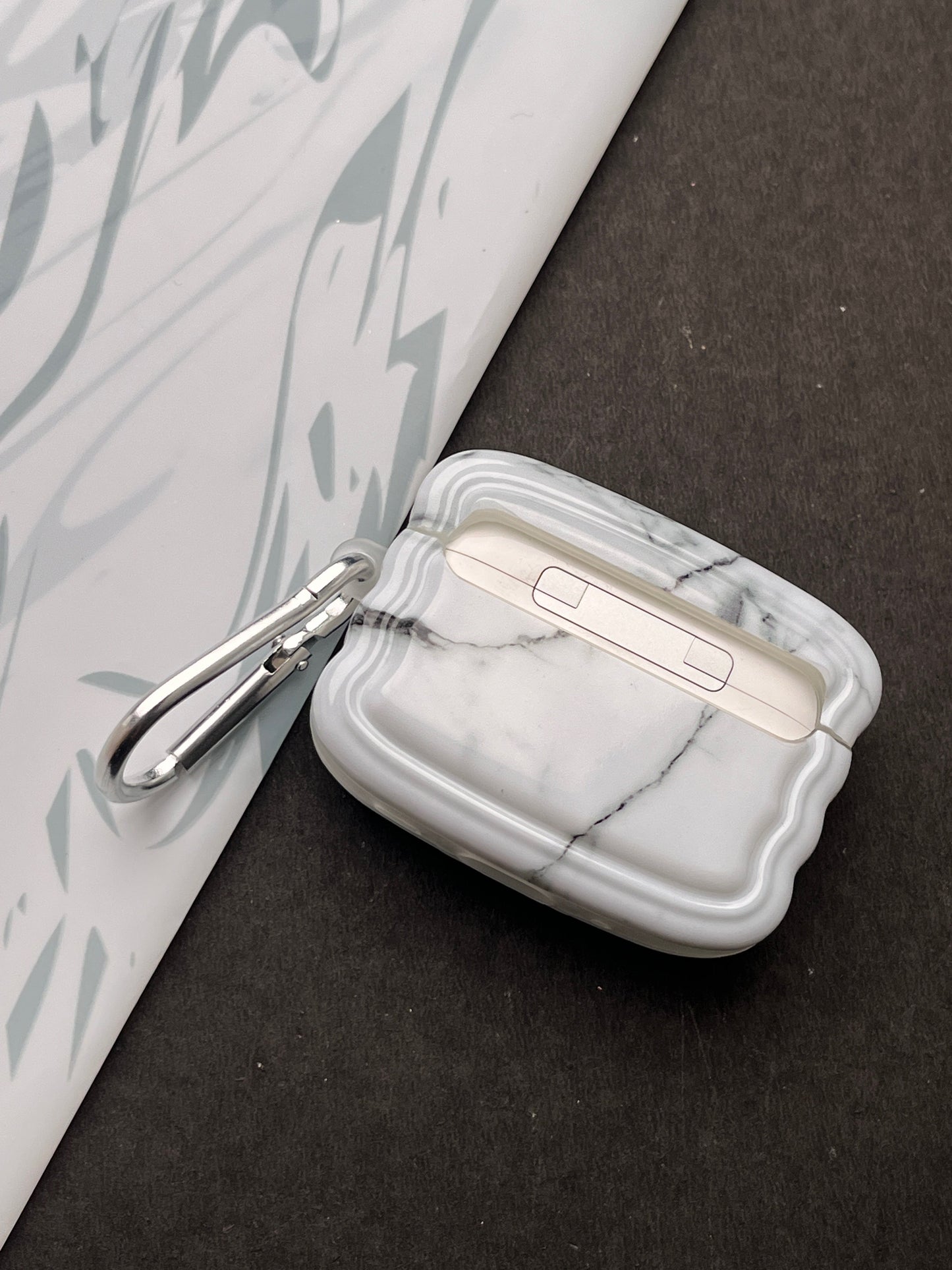 White Glossy Marble Finish Case For Apple AirPods