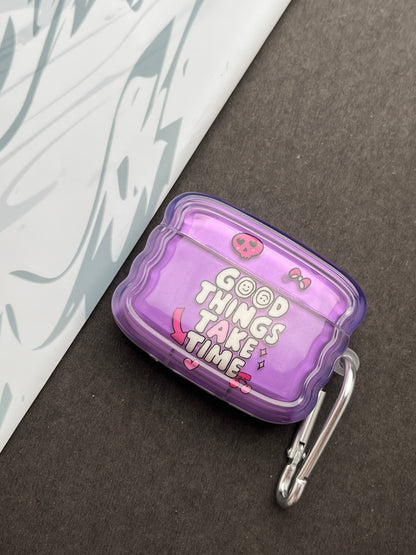 Good Things Take Time Purple Silicon Case For Apple AirPods
