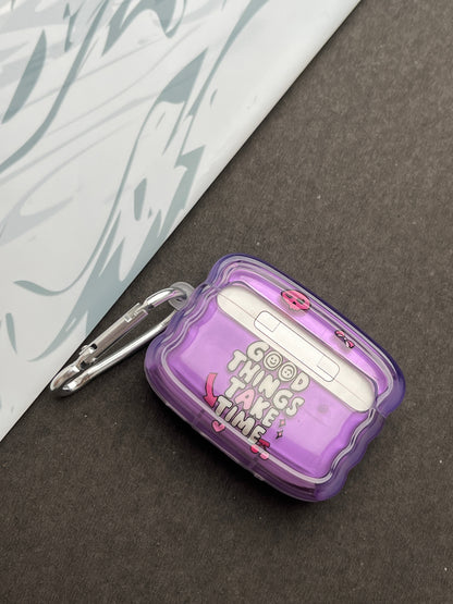 Good Things Take Time Purple Silicon Case For Apple AirPods