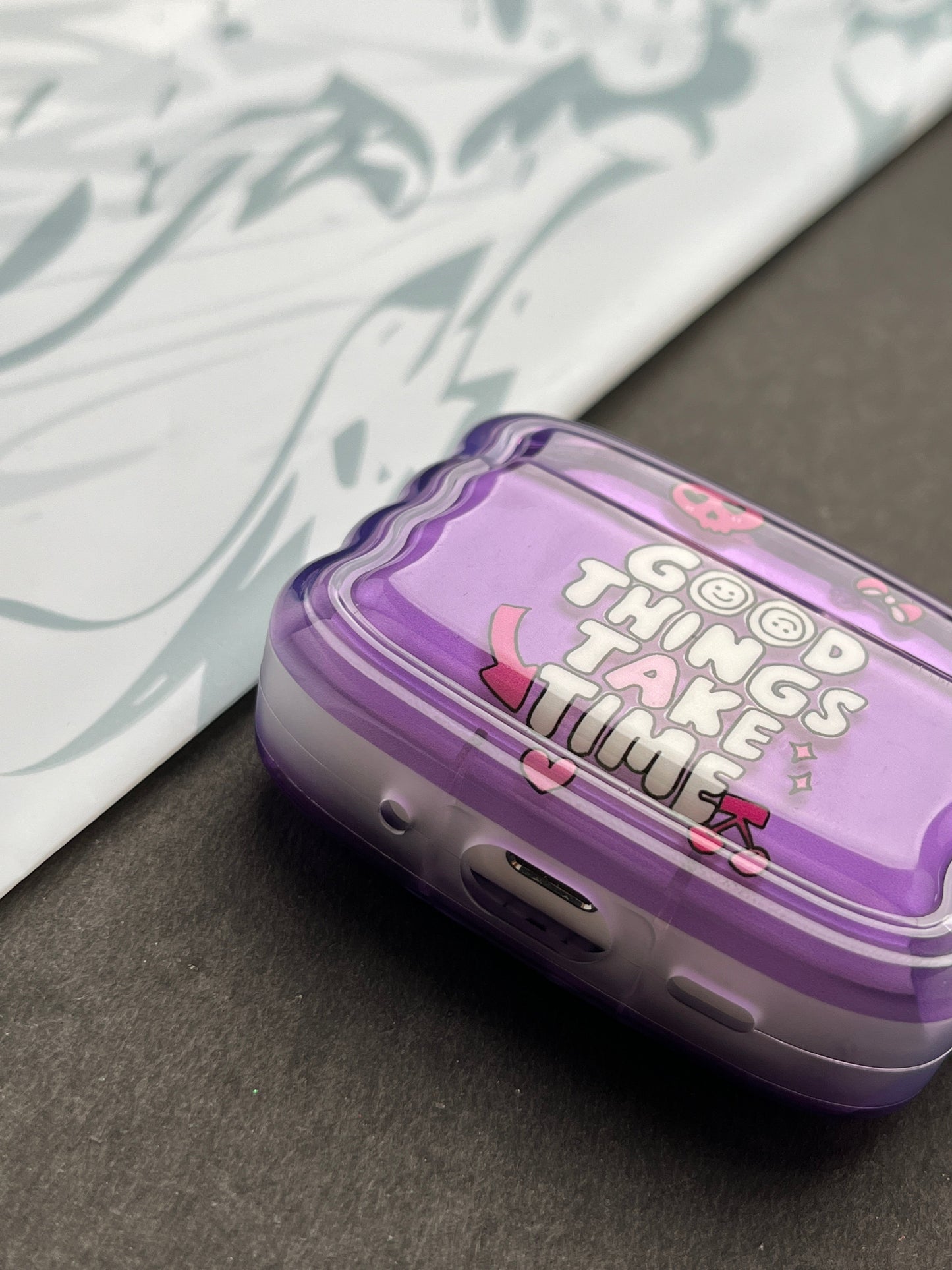 Good Things Take Time Purple Silicon Case For Apple AirPods