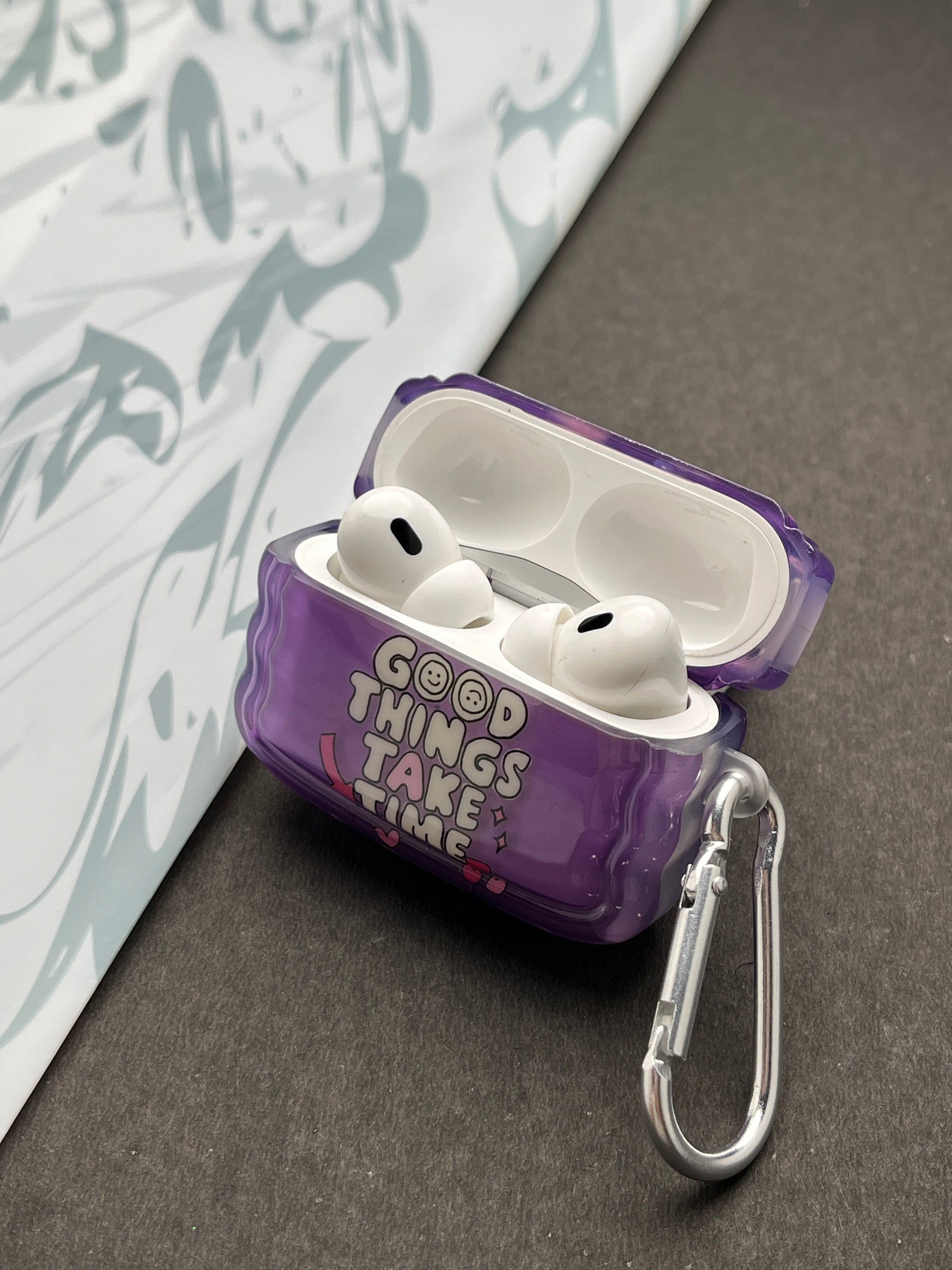 Good Things Take Time Purple Silicon Case For Apple AirPods