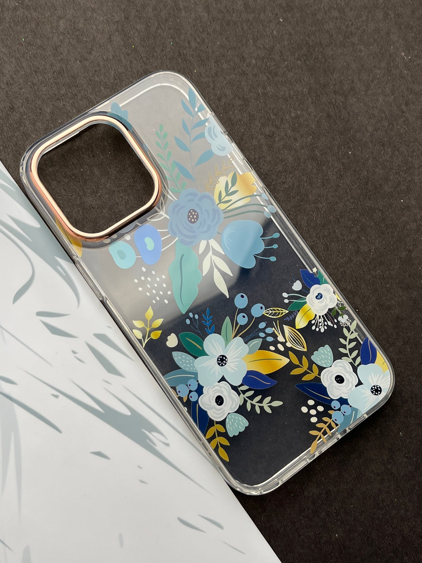 QY Premium Ladies Blue Flower Case for iPhone