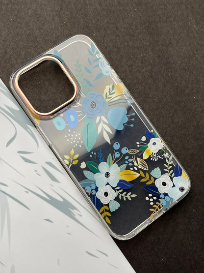 QY Premium Ladies Blue Flower Case for iPhone