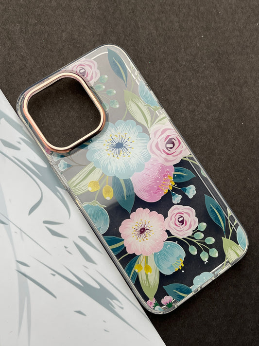 QY Premium Ladies Pink Flower Case for iPhone