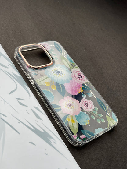 QY Premium Ladies Pink Flower Case for iPhone