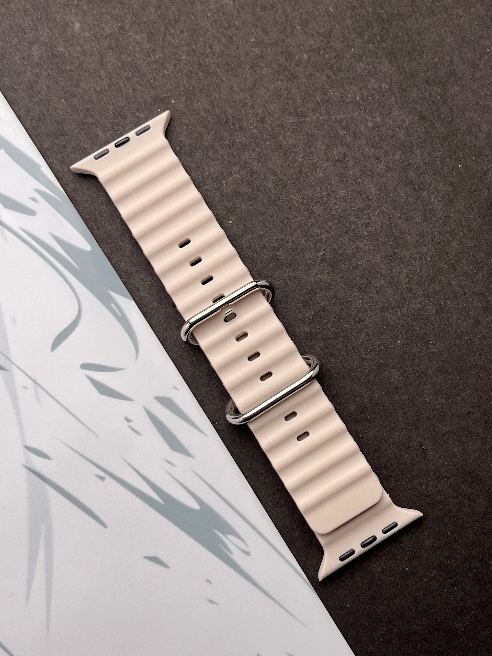 Off White Silicone Ocean Band For Apple Watch 42mm, 44mm, 45mm & 49mm