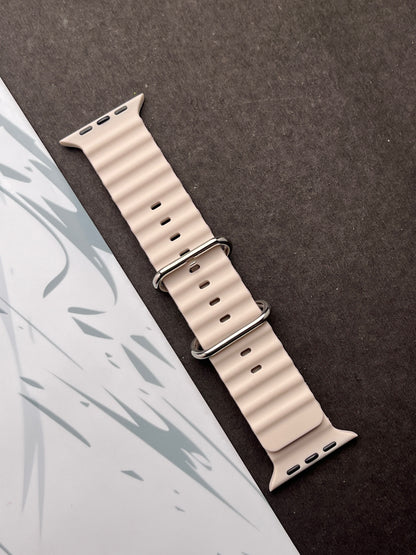 Off White Silicone Ocean Band For Apple Watch 42mm, 44mm, 45mm & 49mm