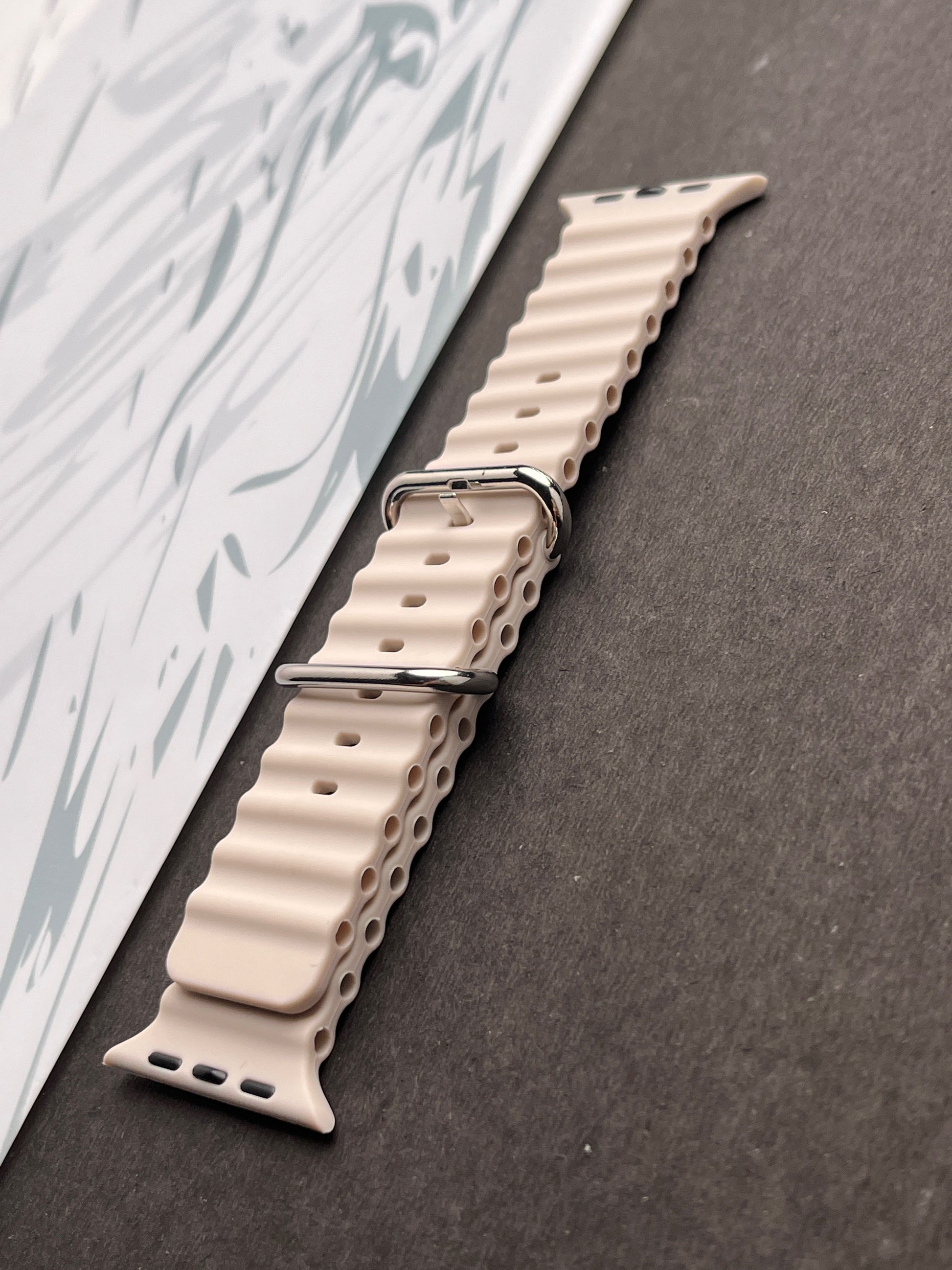 Off White Silicone Ocean Band For Apple Watch 42mm, 44mm, 45mm & 49mm