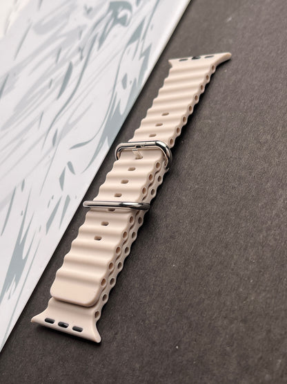Off White Silicone Ocean Band For Apple Watch 42mm, 44mm, 45mm & 49mm
