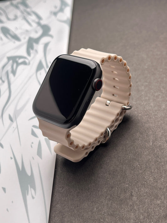 Off White Silicone Ocean Band For Apple Watch 42mm, 44mm, 45mm & 49mm