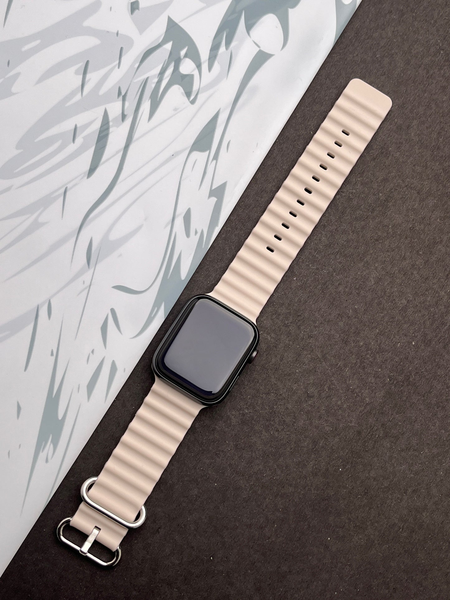 Off White Silicone Ocean Band For Apple Watch 42mm, 44mm, 45mm & 49mm