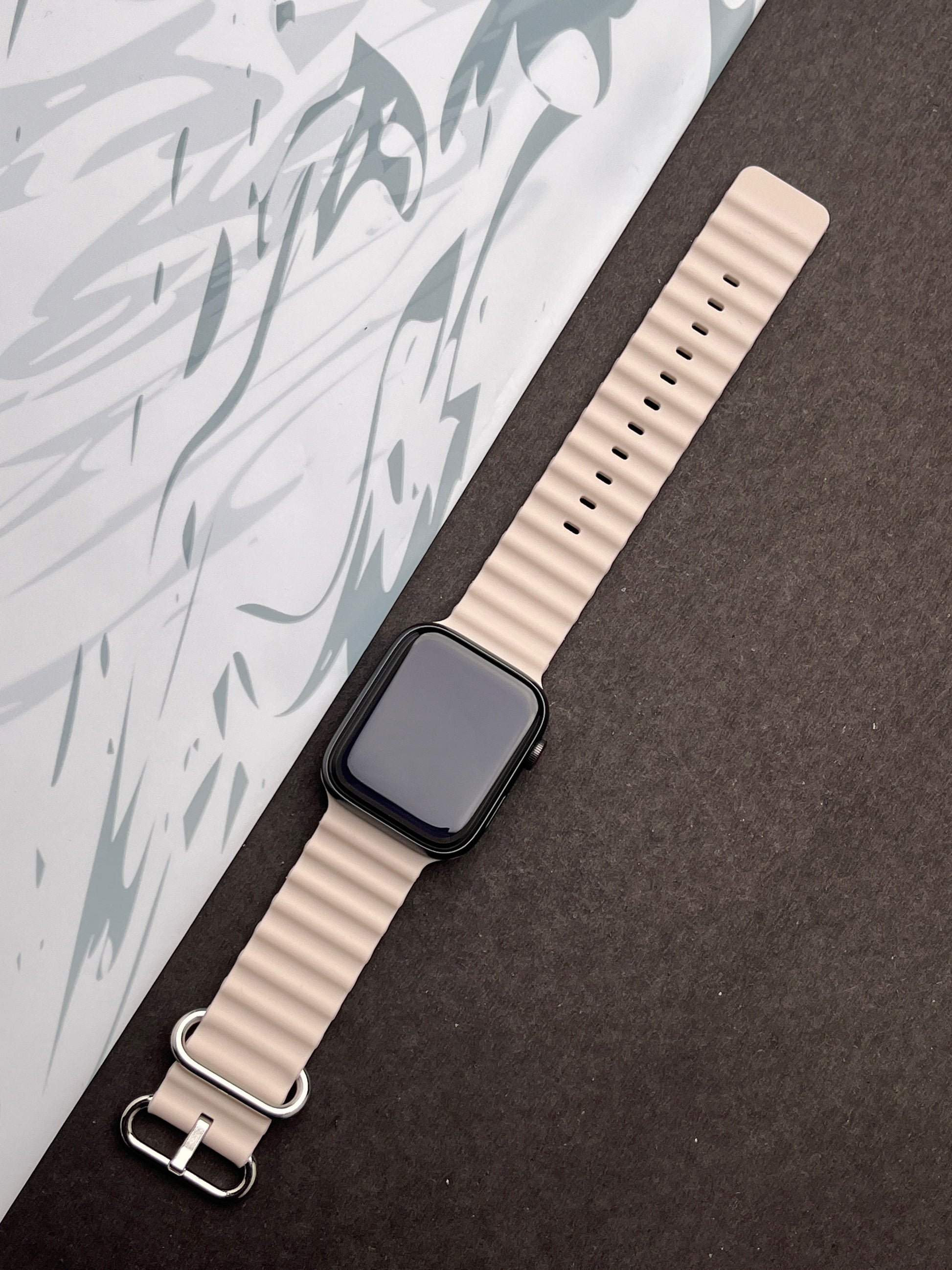 Off White Silicone Ocean Band For Apple Watch 42mm, 44mm, 45mm & 49mm